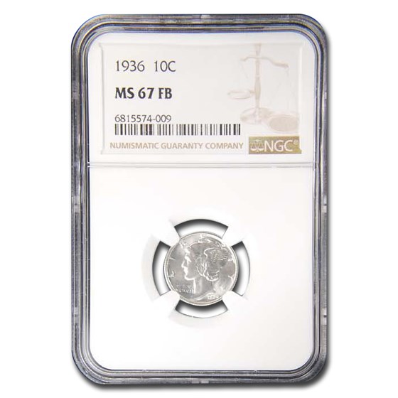 1936 Mercury Dime MS-67 NGC (FB) 1936 Mercury Dime MS-67 NGC (FB)